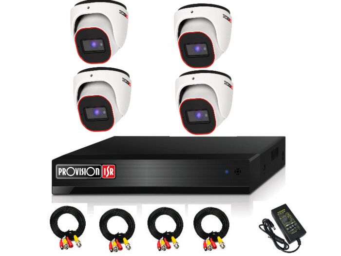 קיט 4 מצלמות כיפה Provision 5Mp מערכת הקלטה 4 ערוצים דיסק 1 טרה