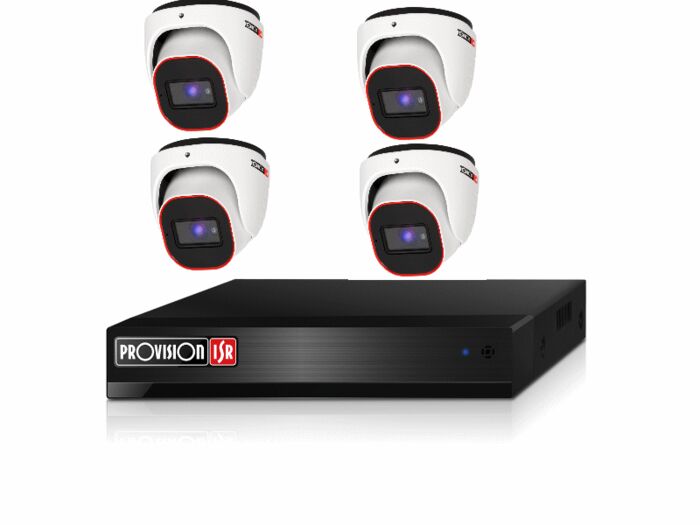 קיט 4 מצלמות כיפה Provision 5Mp מערכת הקלטה 4 ערוצים ללא דיסק