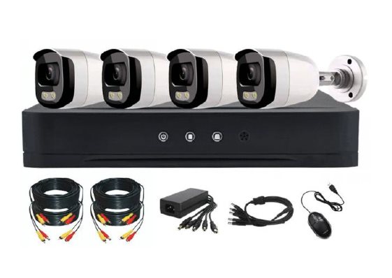 קיט מצלמות. DVR 8 ערוצים 4 מצלמות צינור 5MP צבעוני בלילה + דיסק 1T