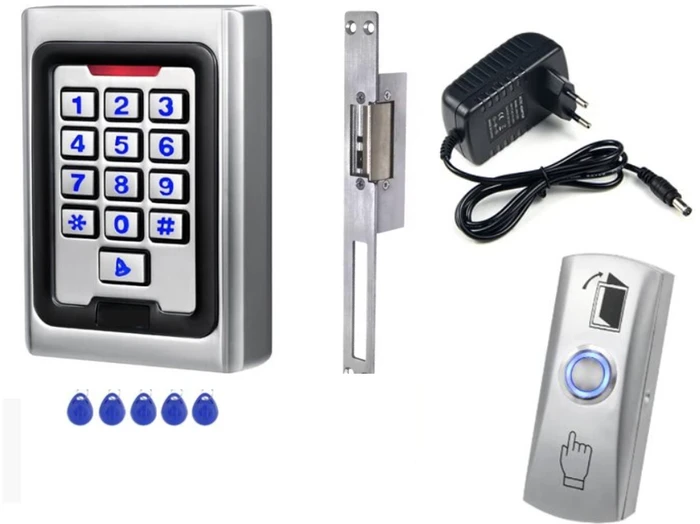 סט קודן מנעול חשמלי+לחצן ספק כח ו5 ציפים