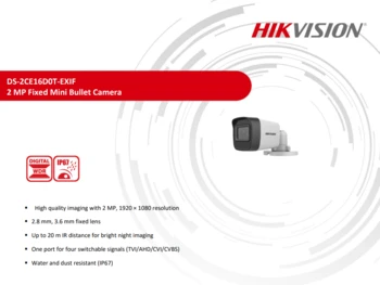 מצלמת צינור Hikvision 2MP DS-2CE16D0T-EXIF 2.8mm