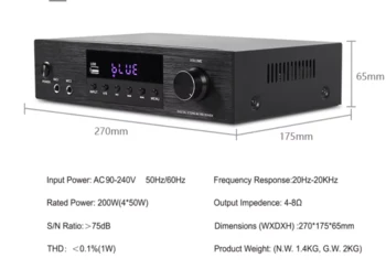 מגבר קול HYPERSOUND KTV-200 ל 4 ערוצים ו 2 אזורים