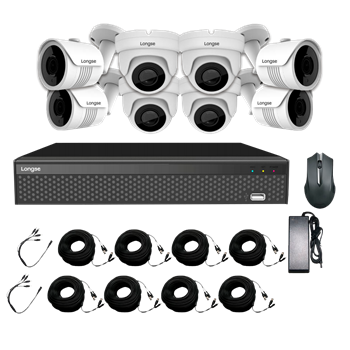 קיט 8 מצלמות 4 כיפה ו 4 צינוור 5M PIXEEL כולל מקליט 8 ערוצים