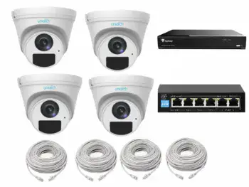 קיט 4 מצלמות אבטחה IP 4M ומכשיר NVR 8K כולל 4 כבלים 20 מטר ו SWICH כולל דיסק 1T