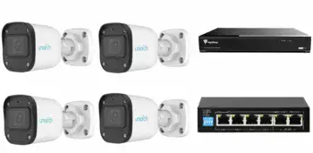 קיט 4 מצלמות אבטחה IP 4M ומכשיר NVR 8K כולל 4 ו SWICH K ללא דיסק