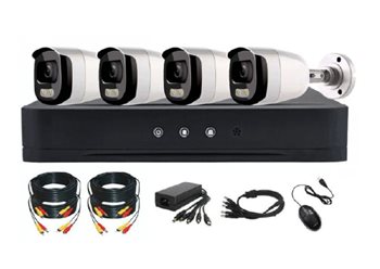 קיט מצלמות. DVR 8 ערוצים 4 מצלמות צינור 5MP צבעוני בלילה + דיסק 1T