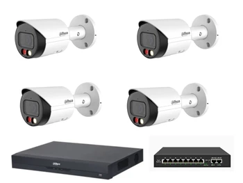 קיט 4 מצלמות אבטחה IP DHUA כולל מכשיר הקלטה +1T NVR