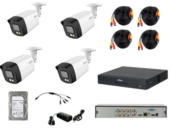 קיט 4 מצלמות אנלוגי DAHUA 5M כולל מכשיר הקלטה כבלים ודיסק 1 טרה